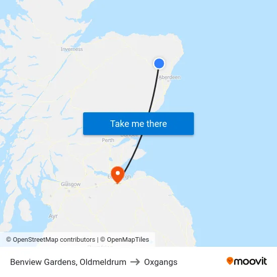 Benview Gardens, Oldmeldrum to Oxgangs map