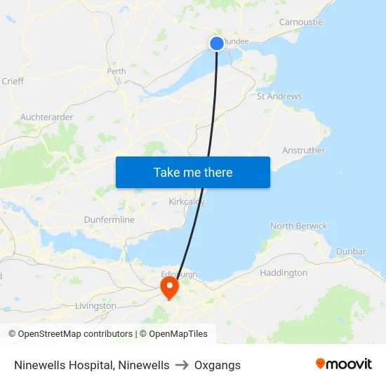 Ninewells Hospital, Ninewells to Oxgangs map