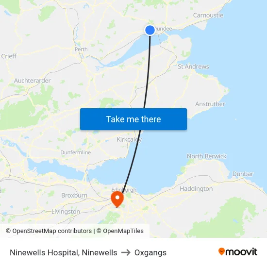 Ninewells Hospital, Ninewells to Oxgangs map
