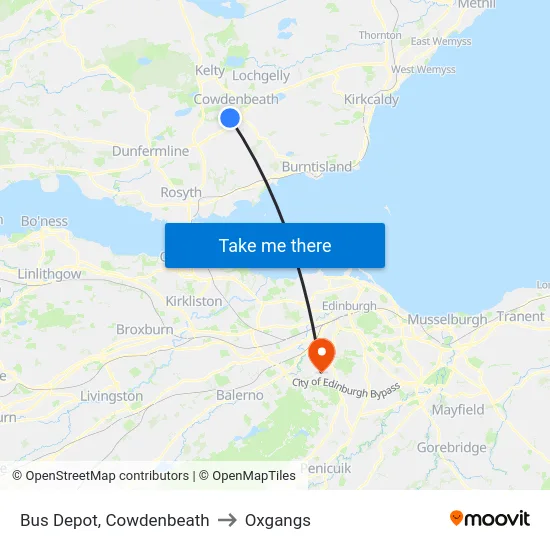 Bus Depot, Cowdenbeath to Oxgangs map