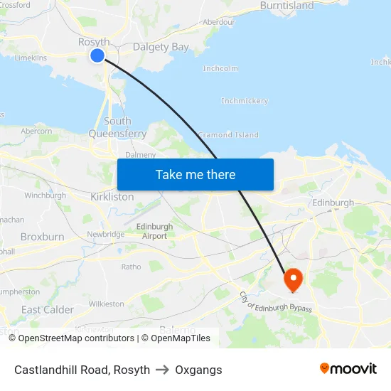 Castlandhill Road, Rosyth to Oxgangs map