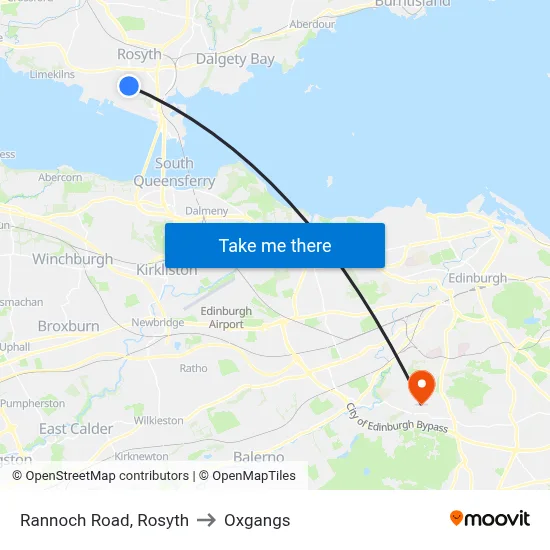 Rannoch Road, Rosyth to Oxgangs map
