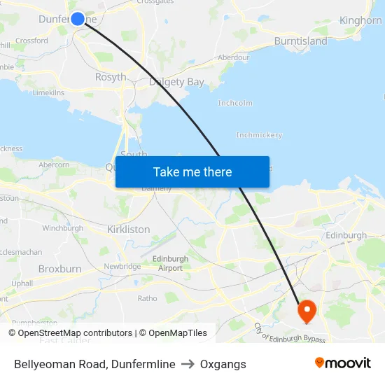 Bellyeoman Road, Dunfermline to Oxgangs map