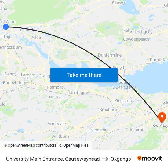 University Main Entrance, Causewayhead to Oxgangs map