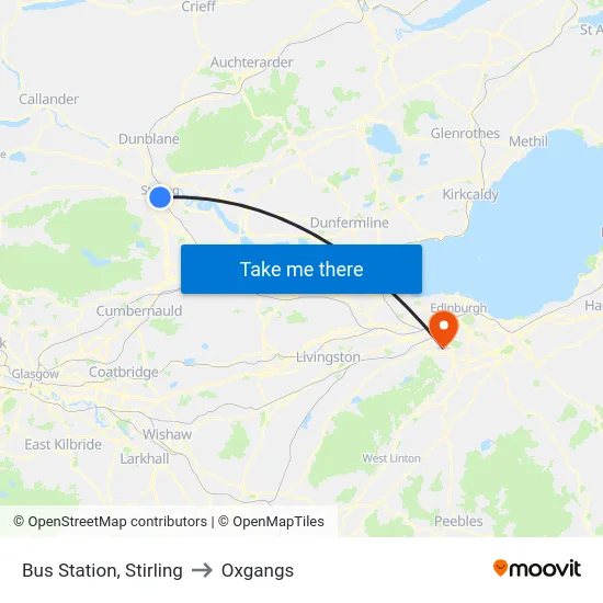 Bus Station, Stirling to Oxgangs map
