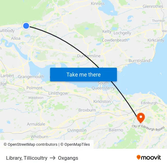 Library, Tillicoultry to Oxgangs map