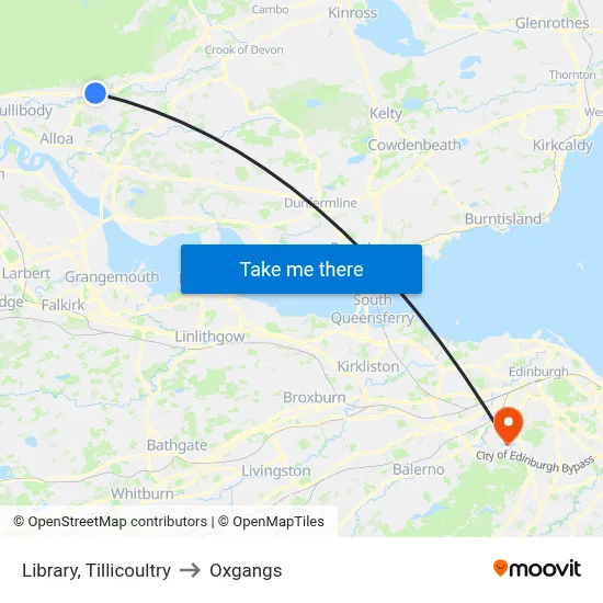 Library, Tillicoultry to Oxgangs map