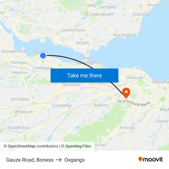 Gauze Road, Boness to Oxgangs map