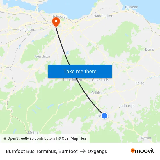 Burnfoot Bus Terminus, Burnfoot to Oxgangs map