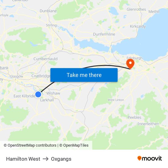 Hamilton West to Oxgangs map