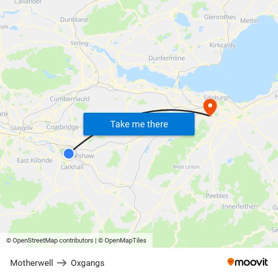 Motherwell to Oxgangs map