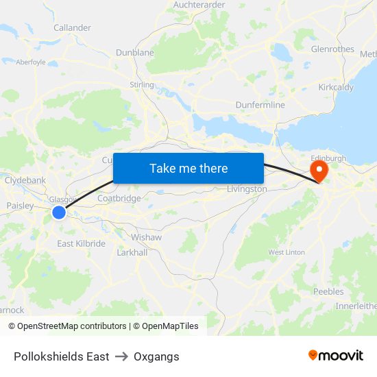 Pollokshields East to Oxgangs map
