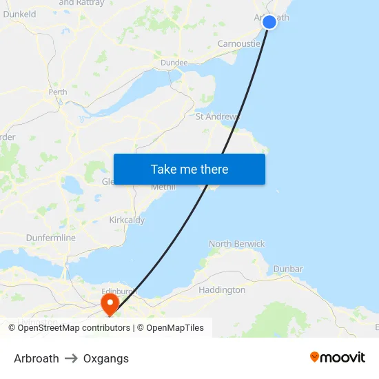Arbroath to Oxgangs map