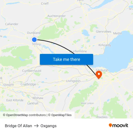 Bridge Of Allan to Oxgangs map