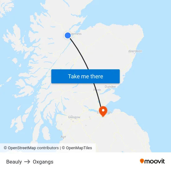 Beauly to Oxgangs map