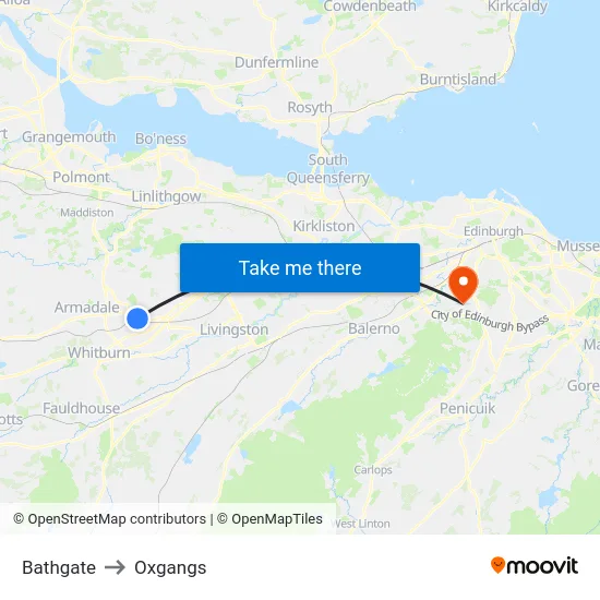 Bathgate to Oxgangs map