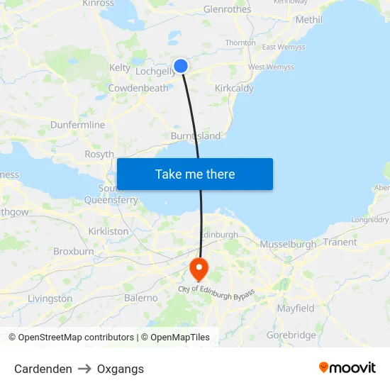 Cardenden to Oxgangs map
