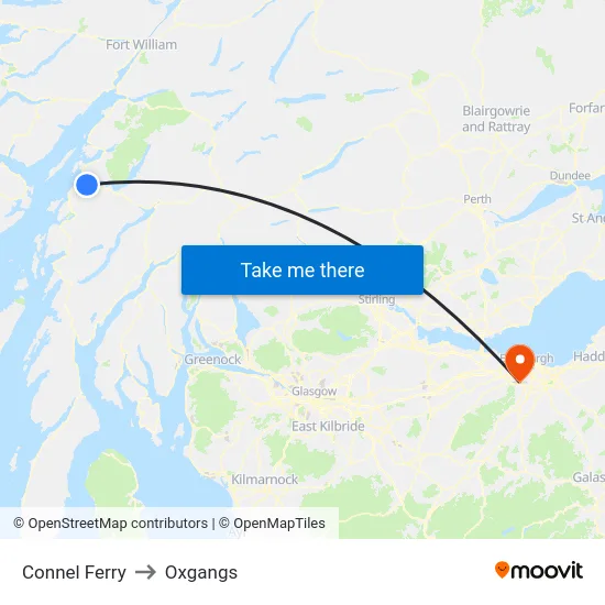 Connel Ferry to Oxgangs map