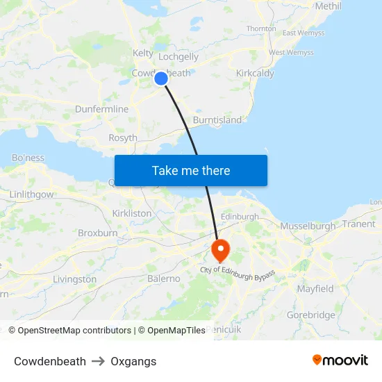 Cowdenbeath to Oxgangs map