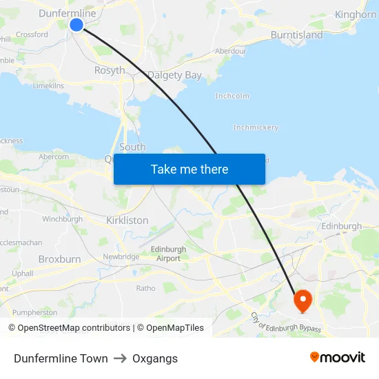 Dunfermline Town to Oxgangs map