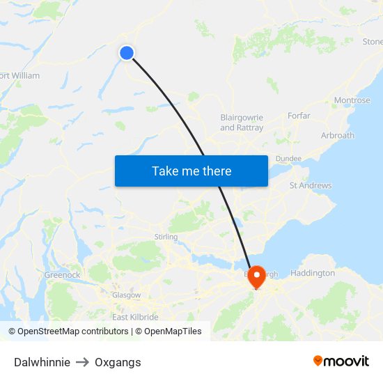 Dalwhinnie to Oxgangs map