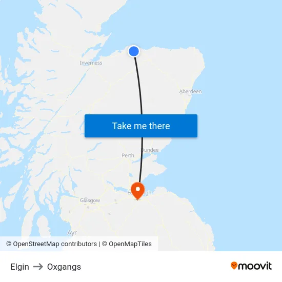 Elgin to Oxgangs map