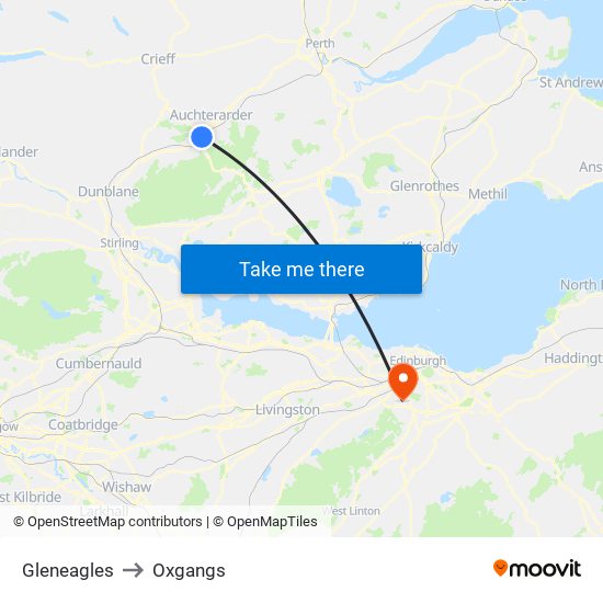 Gleneagles to Oxgangs map