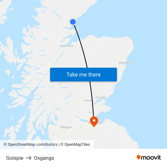 Golspie to Oxgangs map
