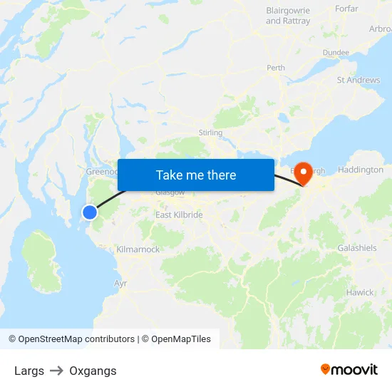 Largs to Oxgangs map