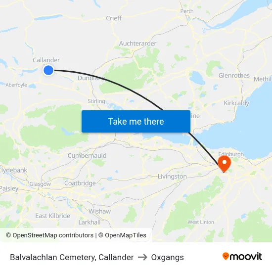 Balvalachlan Cemetery, Callander to Oxgangs map