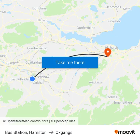 Bus Station, Hamilton to Oxgangs map