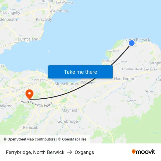 Ferrybridge, North Berwick to Oxgangs map