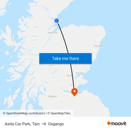 Asda Car Park, Tain to Oxgangs map