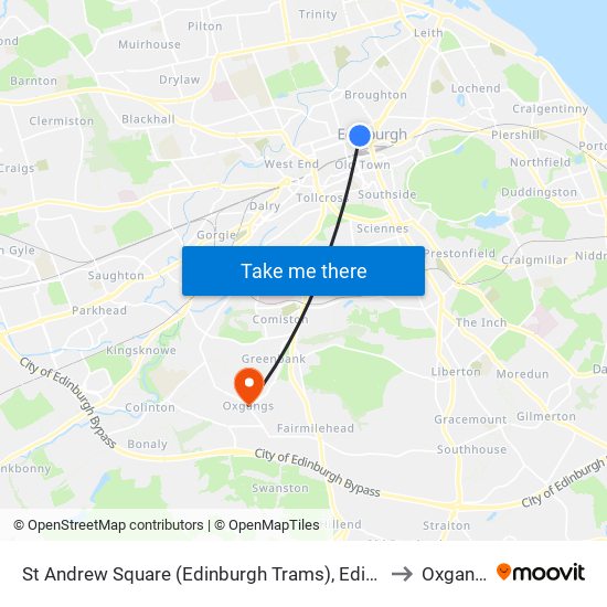 St Andrew Square (Edinburgh Trams), Edinburgh to Oxgangs map