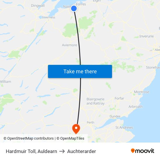 Hardmuir Toll, Auldearn to Auchterarder map