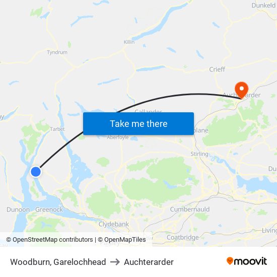 Woodburn, Garelochhead to Auchterarder map