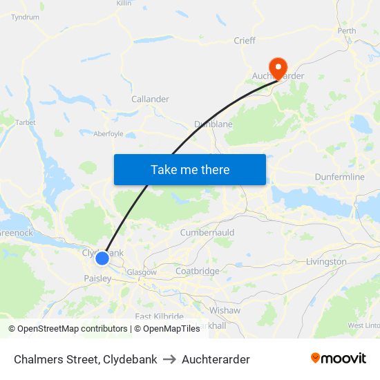 Chalmers Street, Clydebank to Auchterarder map