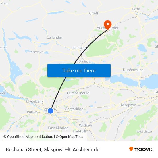 Buchanan Street, Glasgow to Auchterarder map