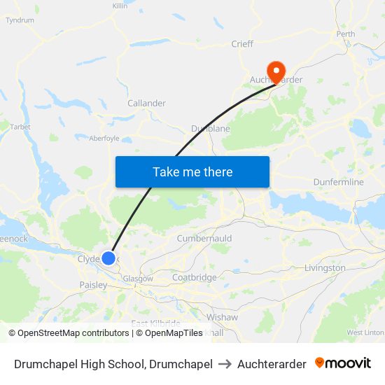 Drumchapel High School, Drumchapel to Auchterarder map