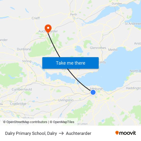 Dalry Primary School, Dalry to Auchterarder map