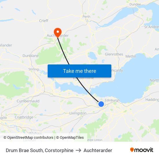 Drum Brae South, Corstorphine to Auchterarder map