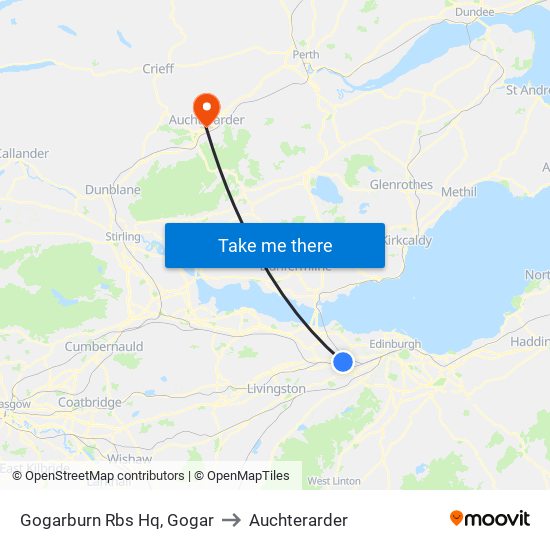 Gogarburn Rbs Hq, Gogar to Auchterarder map