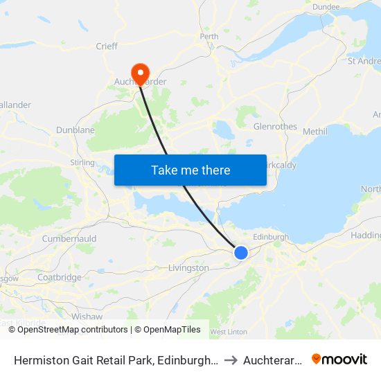 Hermiston Gait Retail Park, Edinburgh Park to Auchterarder map