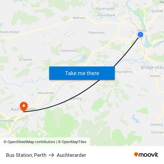 Bus Station, Perth to Auchterarder map