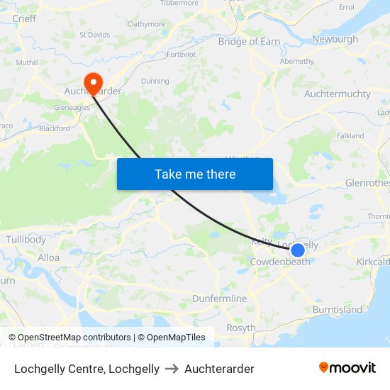 Lochgelly Centre, Lochgelly to Auchterarder map