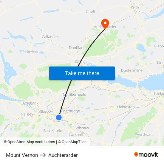 Mount Vernon to Auchterarder map