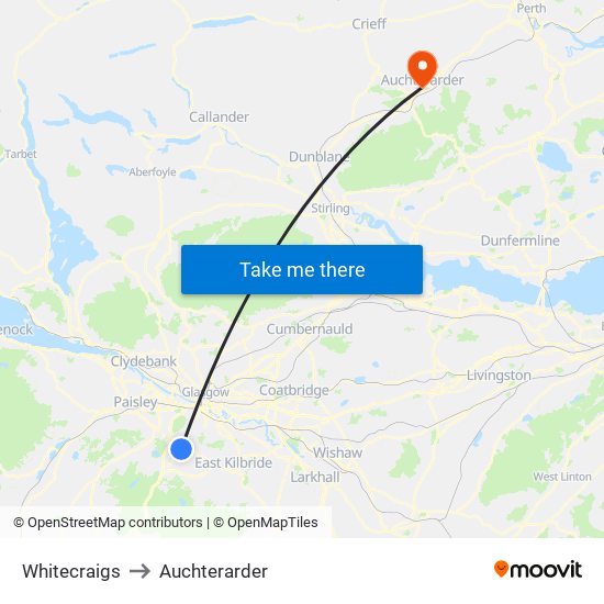 Whitecraigs to Auchterarder map