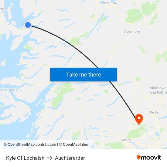 Kyle Of Lochalsh to Auchterarder map