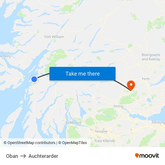 Oban to Auchterarder map