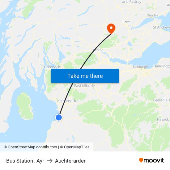 Bus Station , Ayr to Auchterarder map